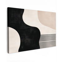 LEINWANDBILD Abstrakt - Japandi - Beige - Modern Deko Schlafzimmer 30x20 cm - Schwarz, Textil (30/20cm) - MuchoWow