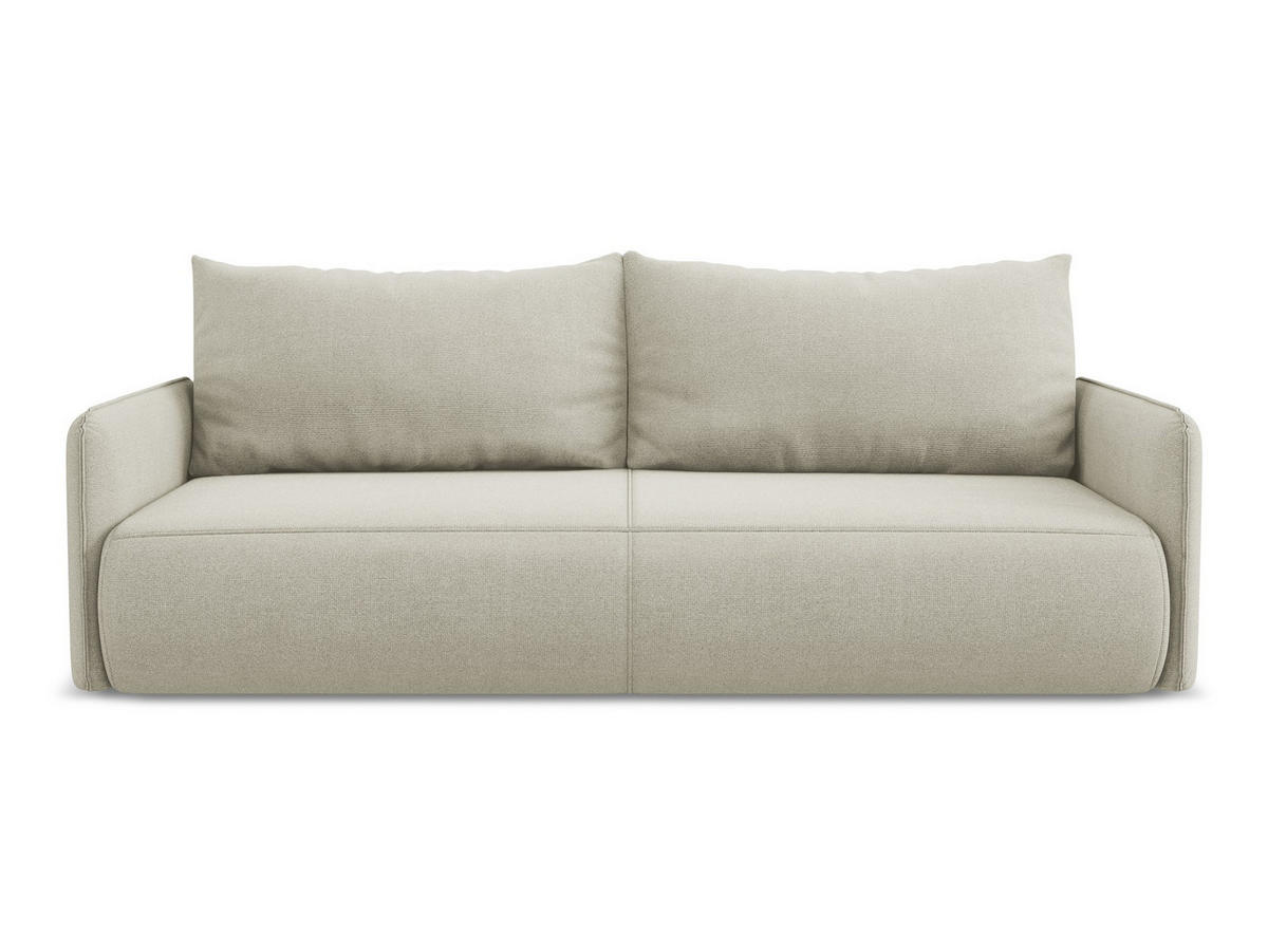 3-SITZER SOFA mit Schlaffunktion Strukturstoff Stoff Beige - Beige/Creme, Kunststoff/Textil (216/86/105cm) - Makamii