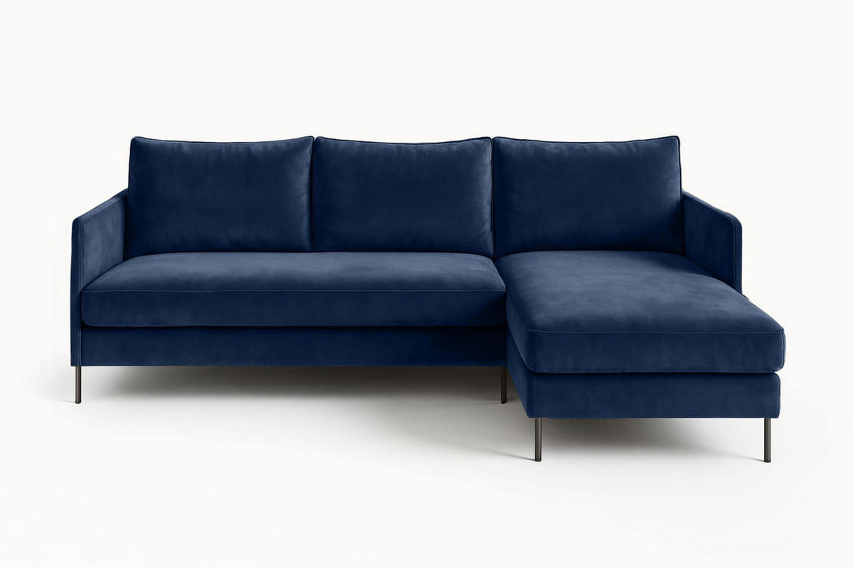 ECKSOFA Belis, Dunkelblau, Sofa mit Schlaffunktion - Dunkelblau, Holzwerkstoff/Textil (216/155cm) - Bettso