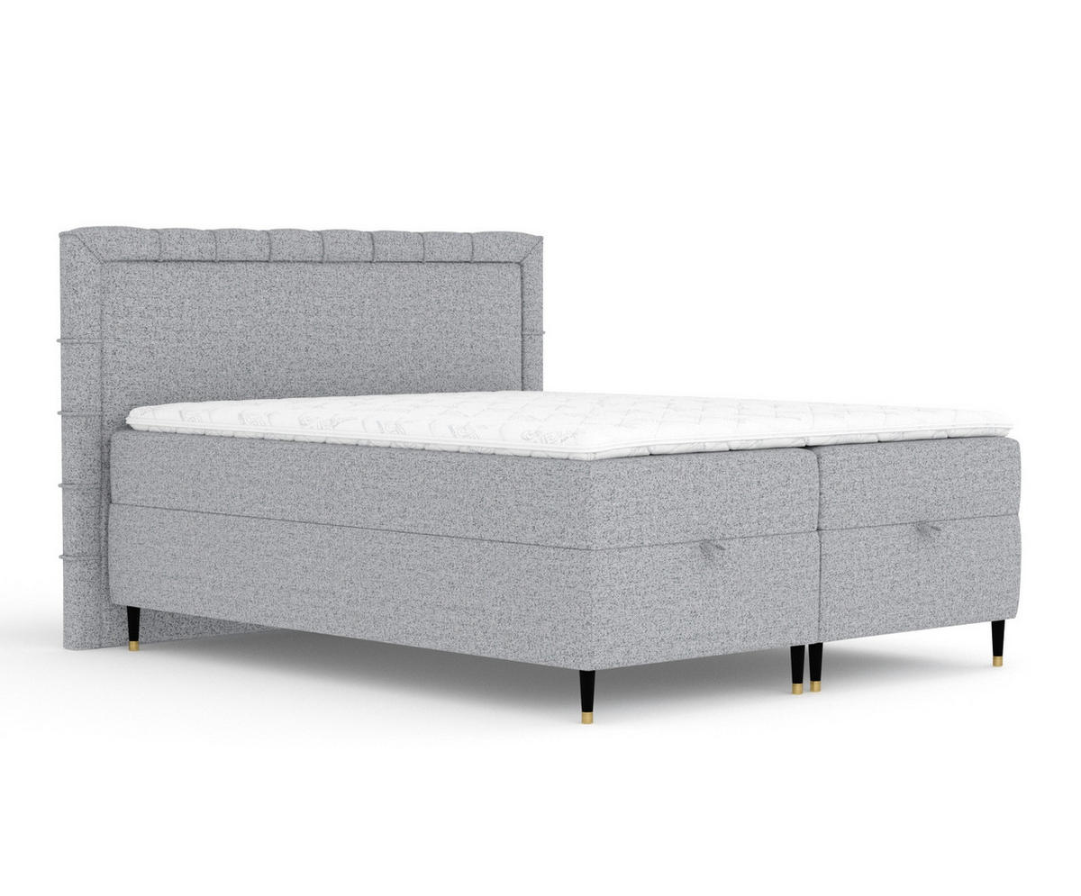 BOXBETT Voyage Grau 200/200 cm mit Matratze und Topper - Schwarz/Grau, Holz/Holzwerkstoff (200/200cm) - Maison de Reve
