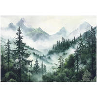 FOTOTAPETE Wald im Nebel Wohnzimmer Vlies Tapete 400x280 - Multicolor, Papier (400/280cm) - Wallarena