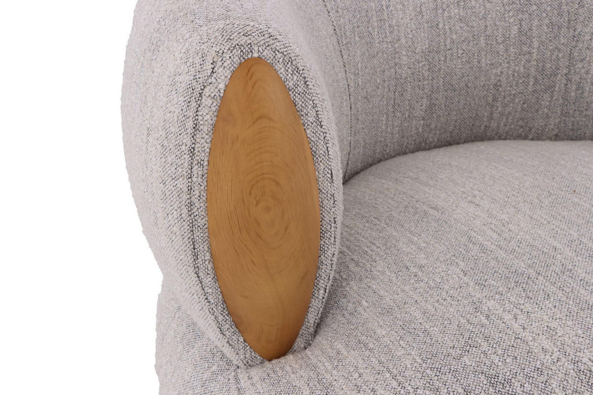 DREHSESSEL Theo, Natur Massiveiche + grauer Stoff - Grau, Holz (91/71/86cm) - WOODEK