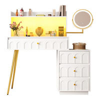 SCHMINKTISCH 112/34,5/116 cm weiß aus MDF mit LED-Spiegel - Weiß, Holzwerkstoff (34.5/116/112cm) - OKWISH