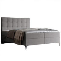 BOXBETT BAILEY 180/200 cm mit Matratze und Topper, Grau - Grau, Holzwerkstoff/Textil (180/200cm) - Idohome