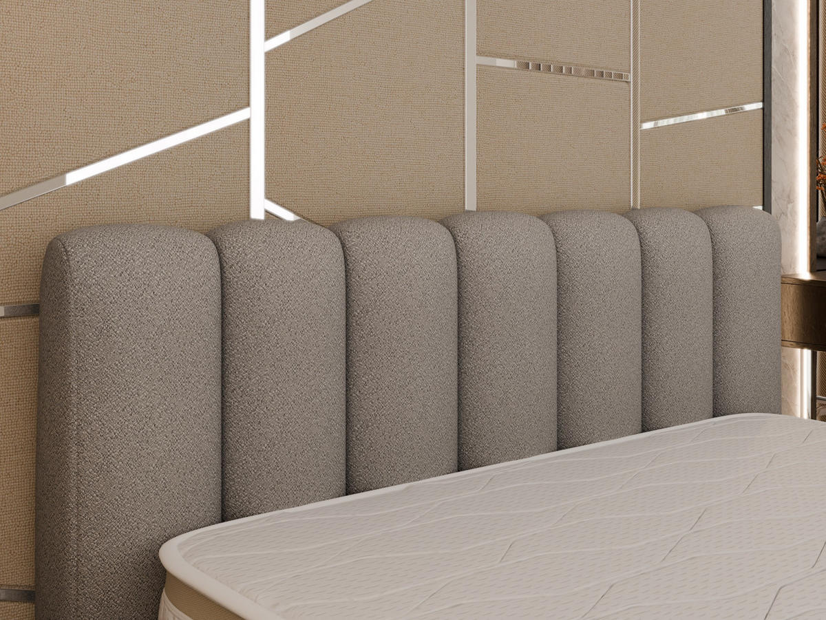 POLSTERBETT Zaira 180x200cm – Elegantes Polsterbett für modernen Wohnstil , Taschenfederkernmatratze Pocket KOKOS (20cm), hellgrau - Hellgrau, Holz (180/200cm) - Panda Möbel