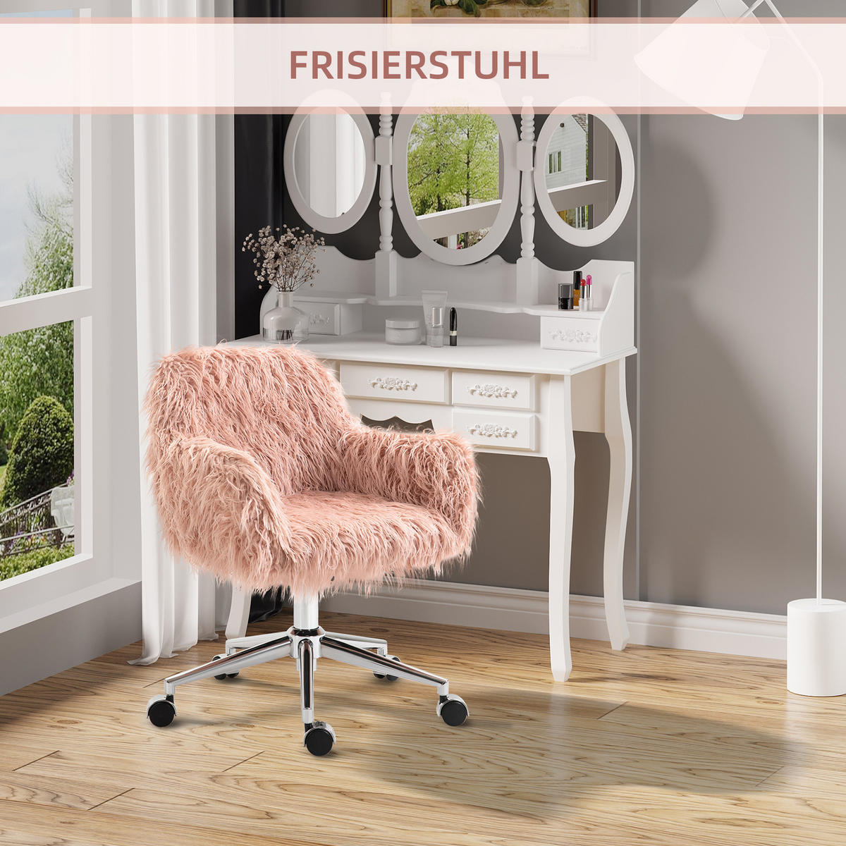 CHEFSESSEL, Schaumstoff, Rosa+Silber - Multicolor, Fell (60/85/57cm) - Vinsetto