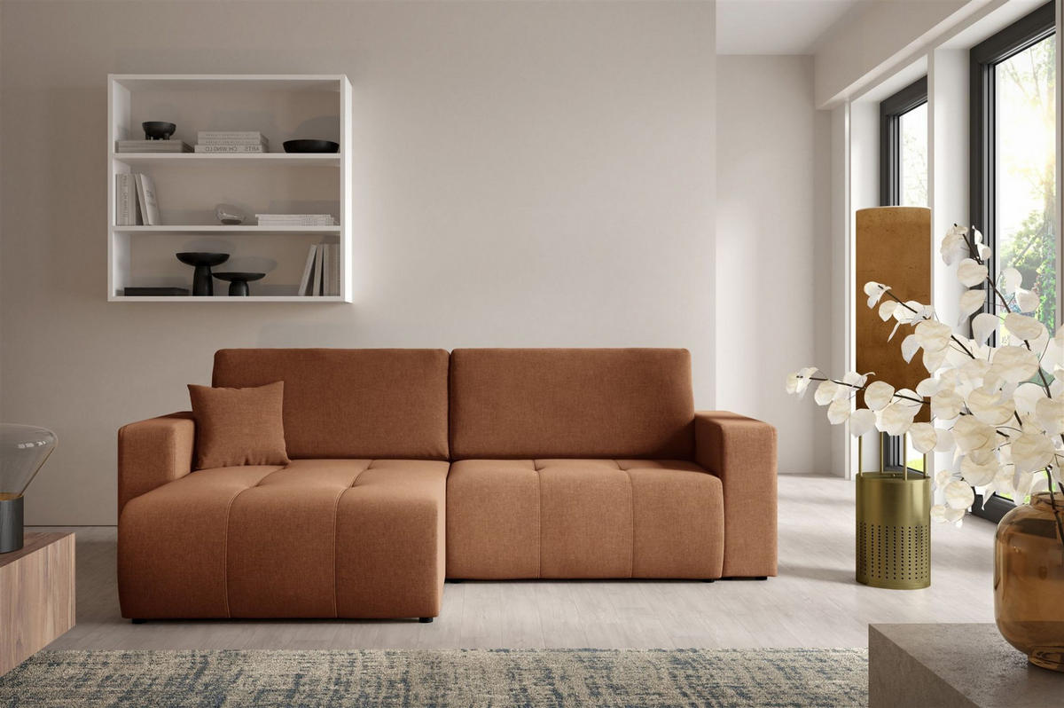ECKSOFA Augusto - Kupferfarben, Holzwerkstoff/Textil (244/149cm) - Fun Möbel