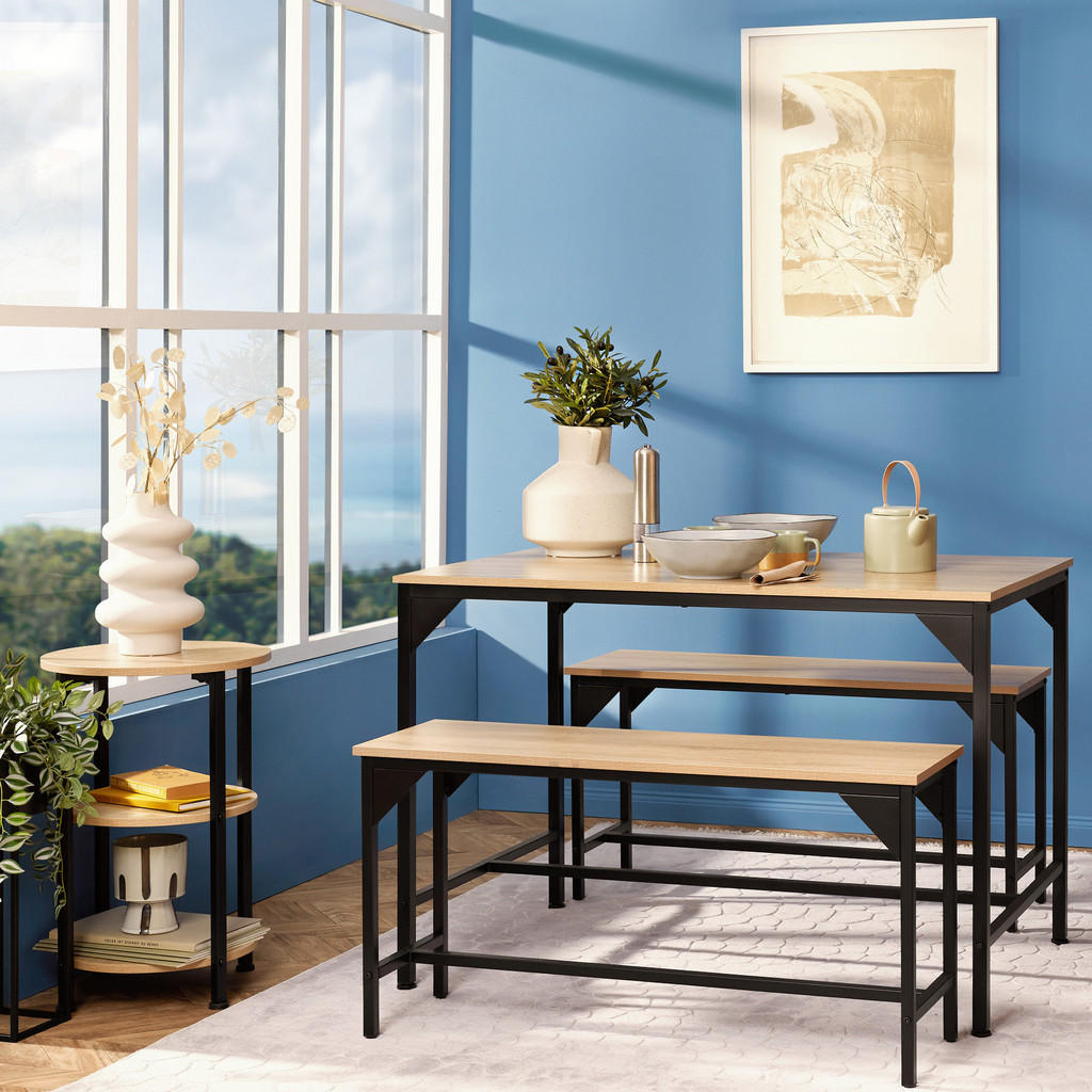 Thumbnail - tectake Sitzgruppe, Rost, Holz, Rechteckig, 130x75x100 cm, Esszimmer, Bänke, Tisch- & Eckbankgruppen