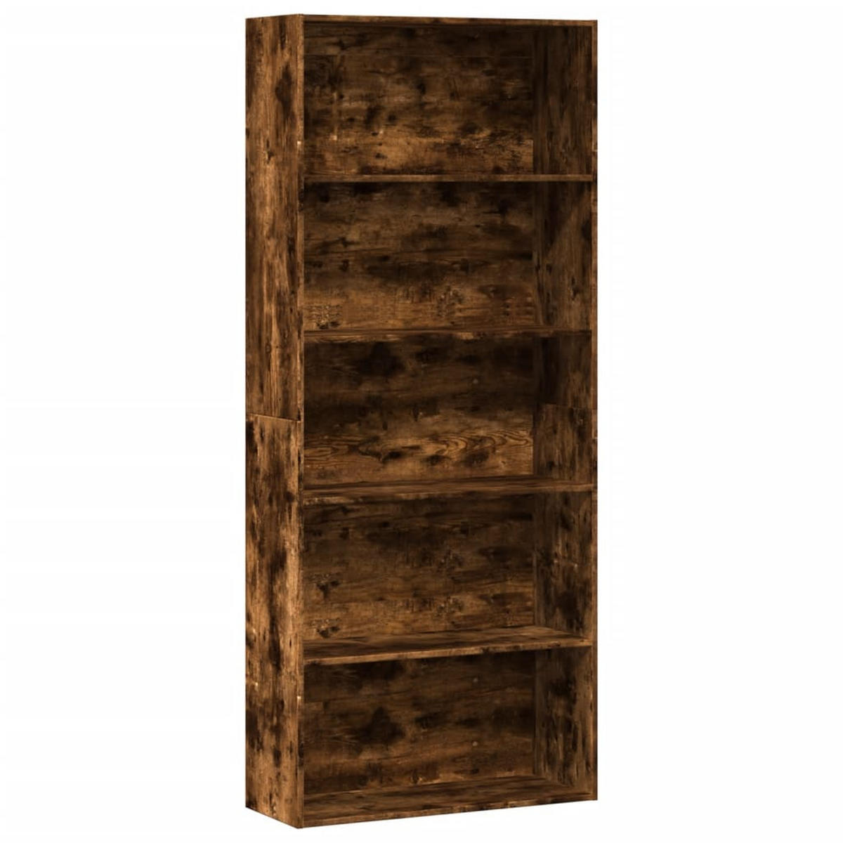 BÜCHERREGAL mit 5 Fächern 80/30/189 cm aus Holzwerkstoff Räuchereiche Dekor - Dunkelbraun, Holz (80/189/30cm) - vidaXL