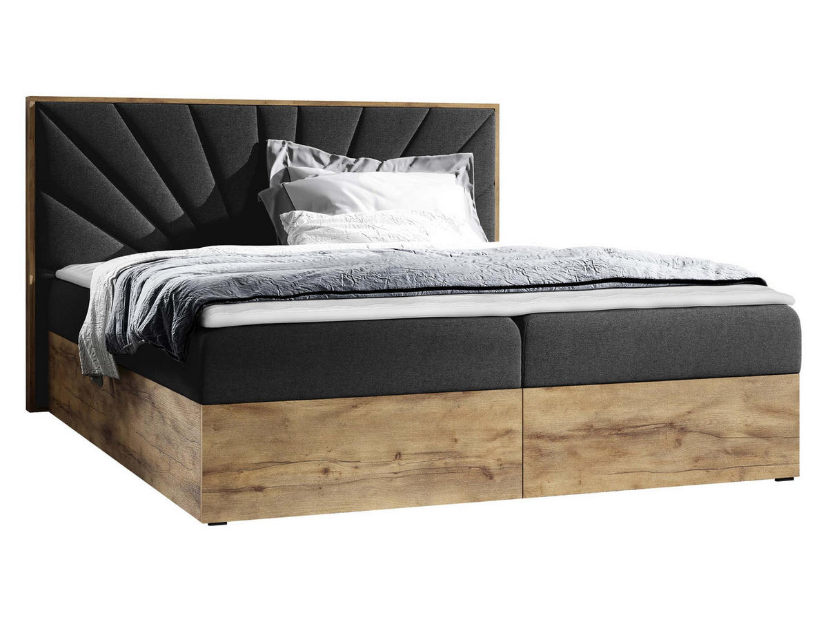 BOXBETT Wood 7 - Dunkelgrau, Holz/Textil (200/200cm) - MIRJAN24