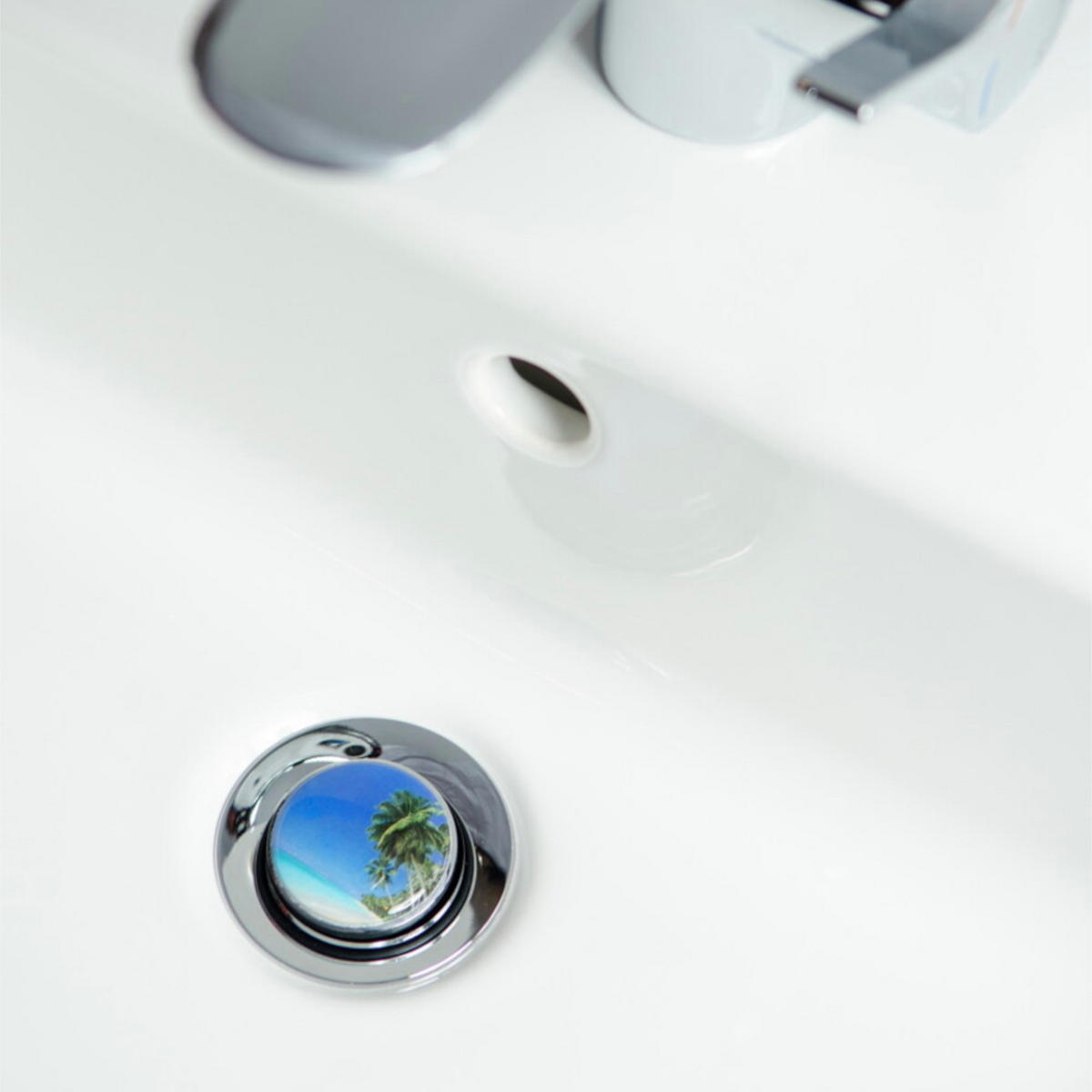 WASCHBECKENSTÖPSEL Karibik - Blau, Kunststoff/Metall (4/7/7cm) - Sanilo