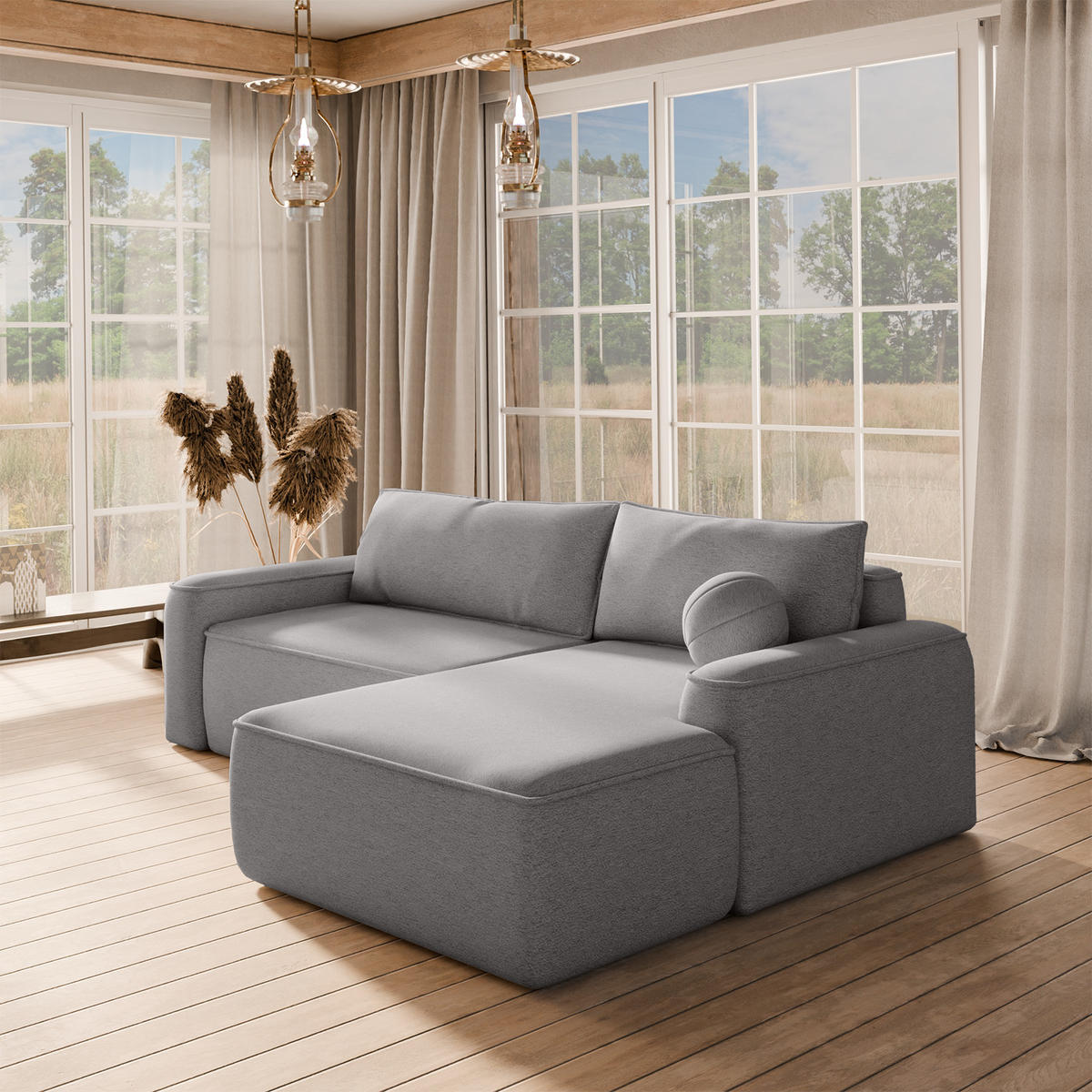 ECKSOFA OTATTI mit Schlaffunktion, Hellgrau - Hellgrau, Textil (245/160cm) - Fedve