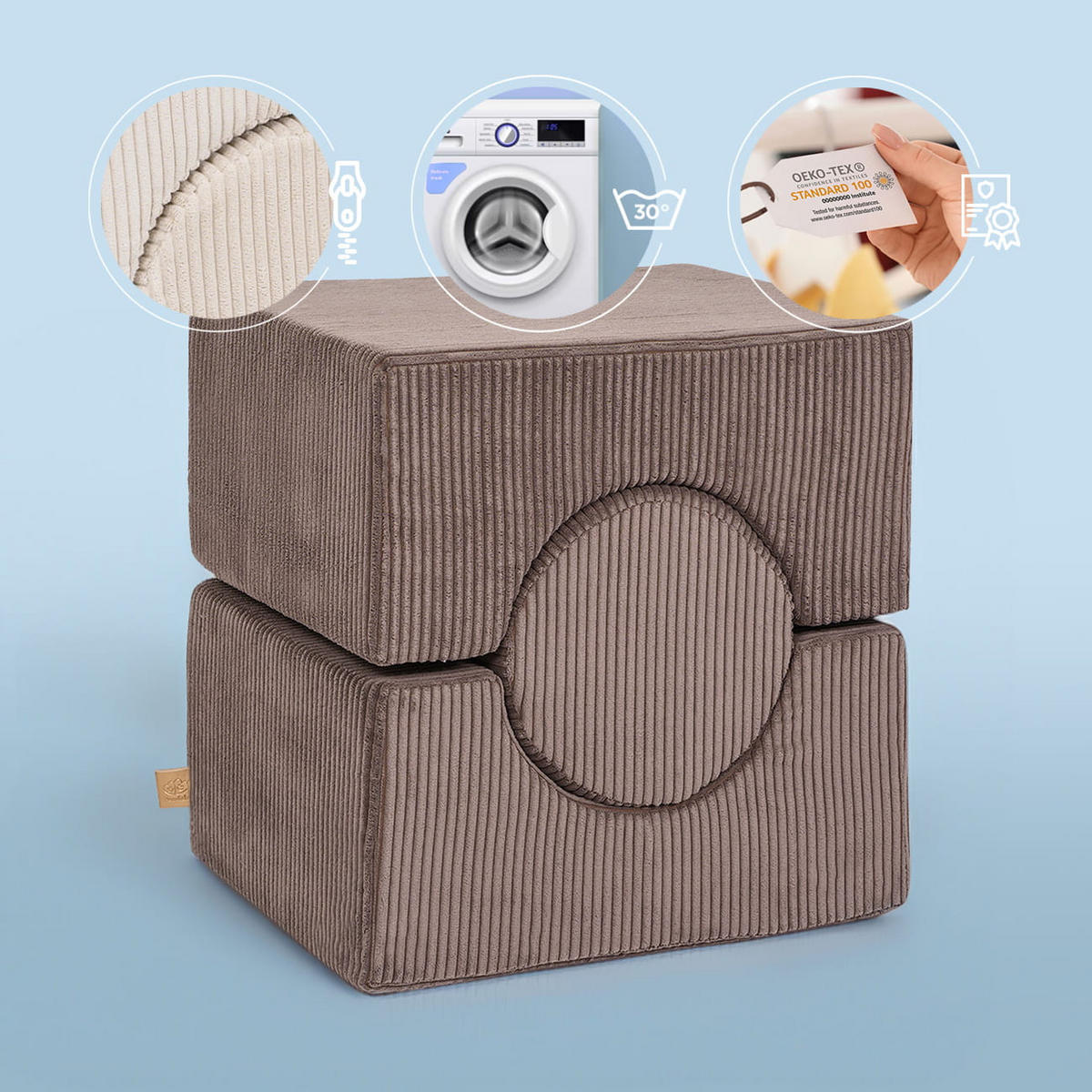 SCHAUMSTOFF-BAUSTEINE für Kinder, Shape, Cord, Türkis - Türkis, Textil (45/30/169cm) - MeowBaby