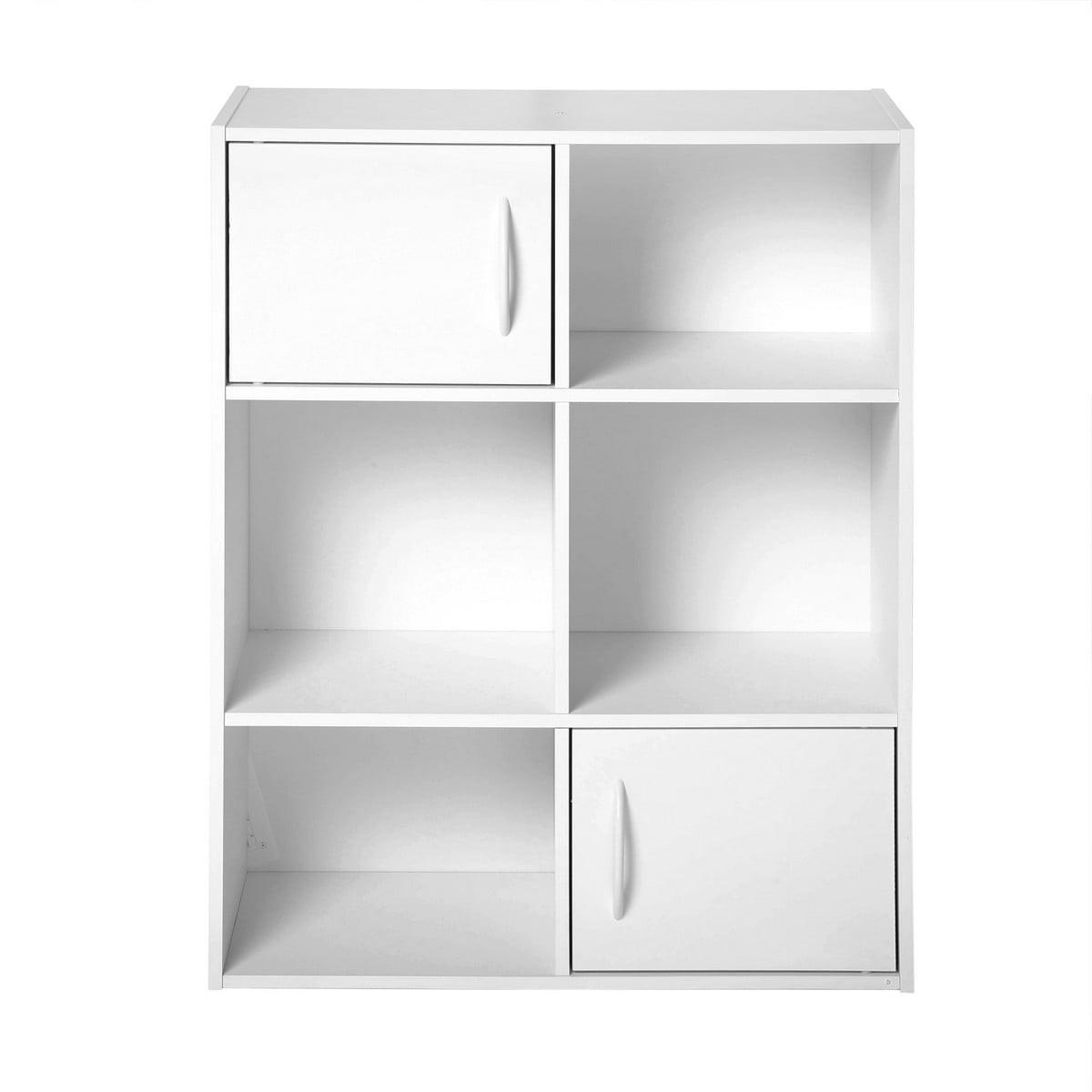 AUFBEWAHRUNGSREGAL 6 Fächer mit 2 Türen - L61,5 cm - Weiß, Holzwerkstoff (29.5/80/61.5cm) - Calicosy