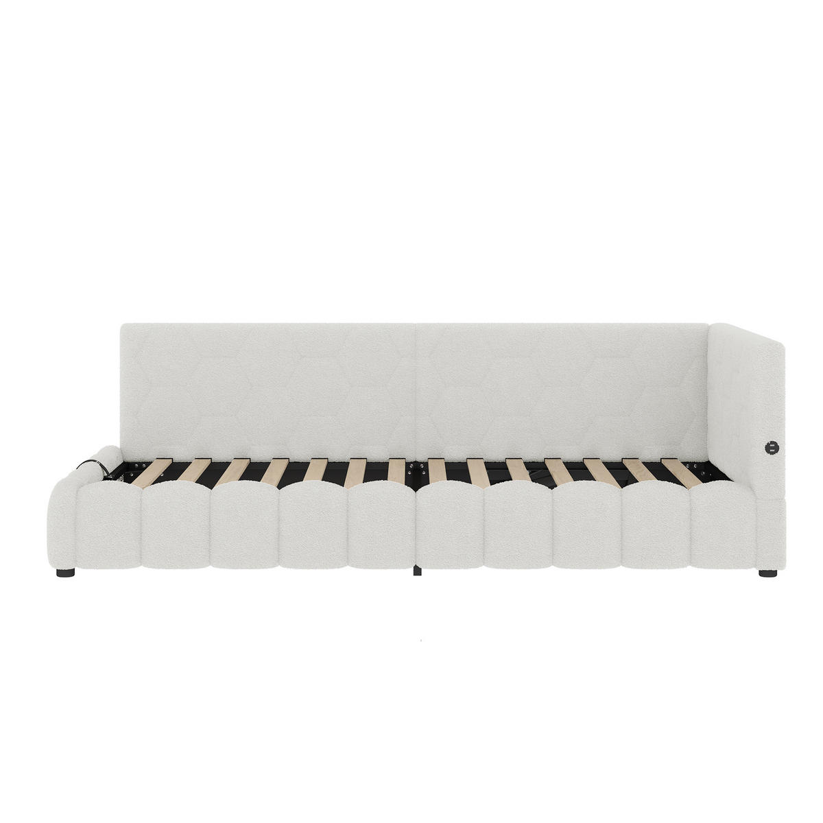 TAGESBETT 90/200 cm DE-04663, mit LED und Hydraulik in Weiß - Weiß, Holzwerkstoff (90/200cm) - ComfortXL