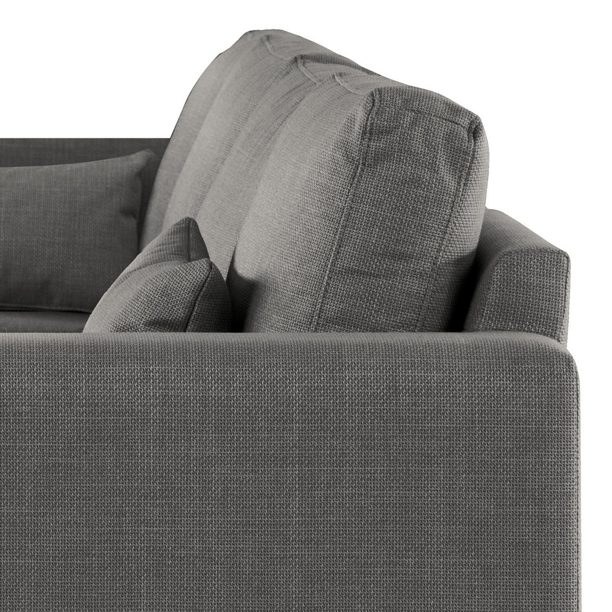 ECKSOFA mit Longchair - Eichefarben/Dunkelgrau, Eichenholz/Textil (281/153cm) - home24