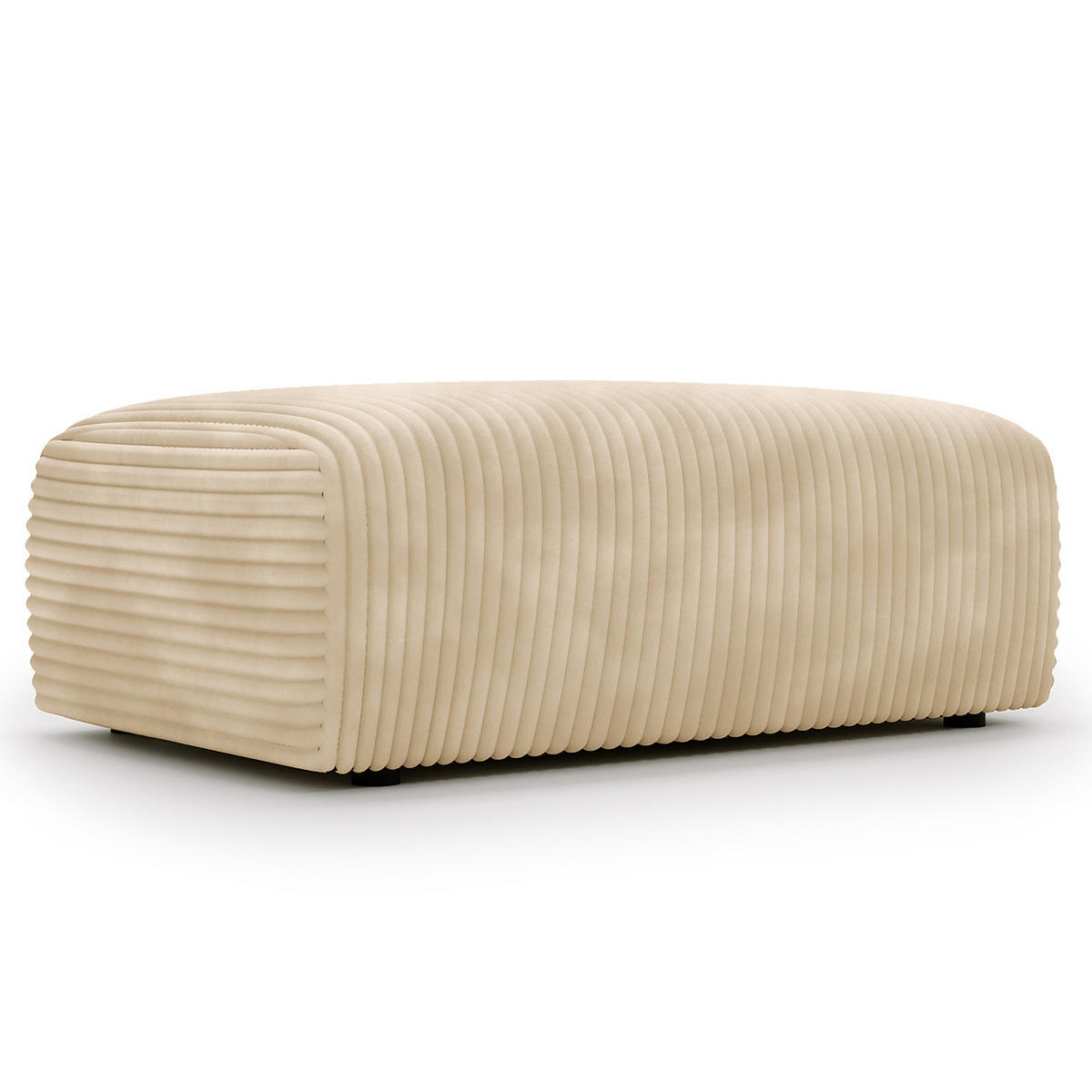 POLSTERHOCKER - Cord - Beige/Schwarz, Kunststoff/Textil (110/40/72cm) - home24