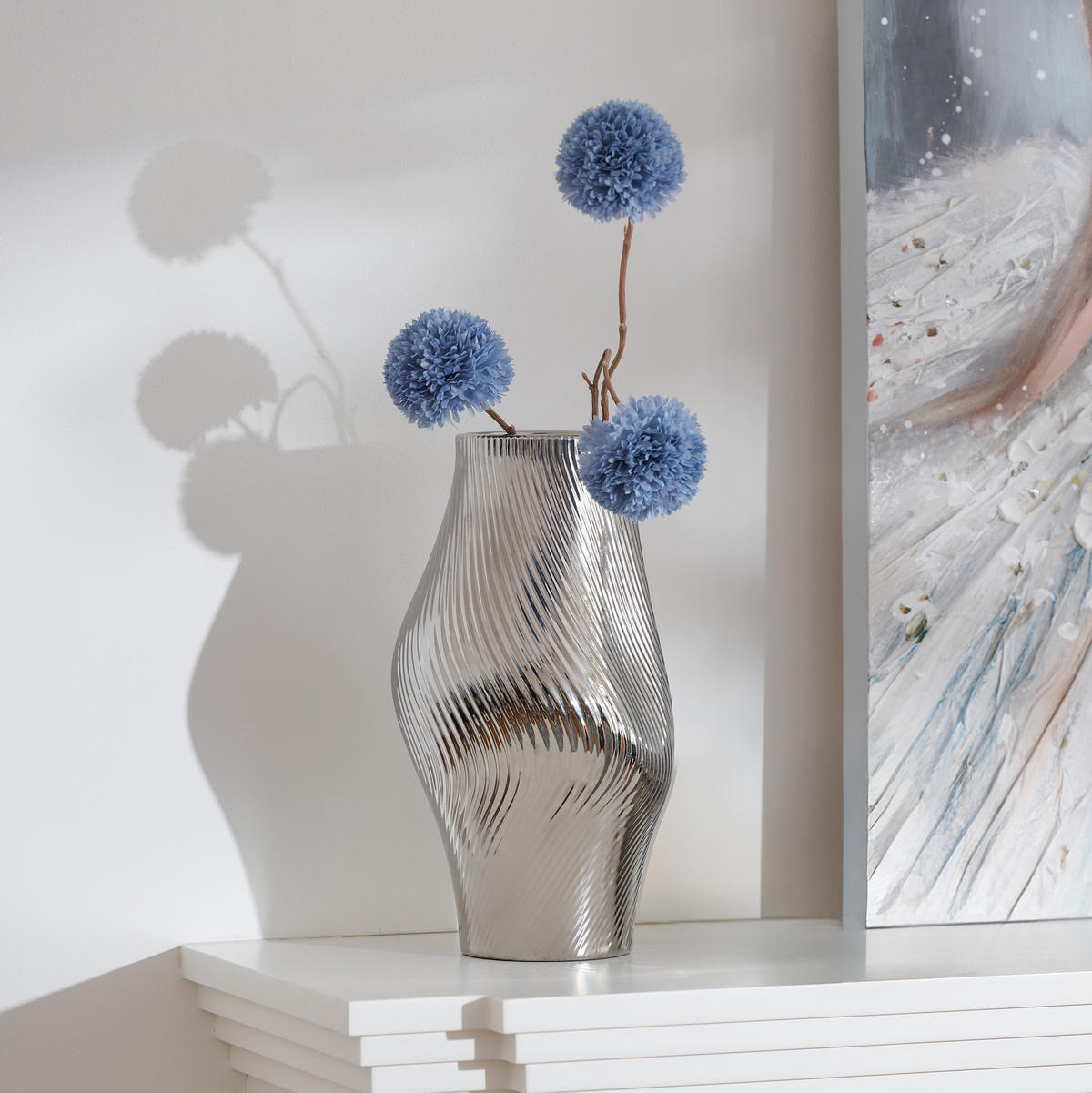 VASE Modeno - Silberfarben, Keramik (31cm) - home&you