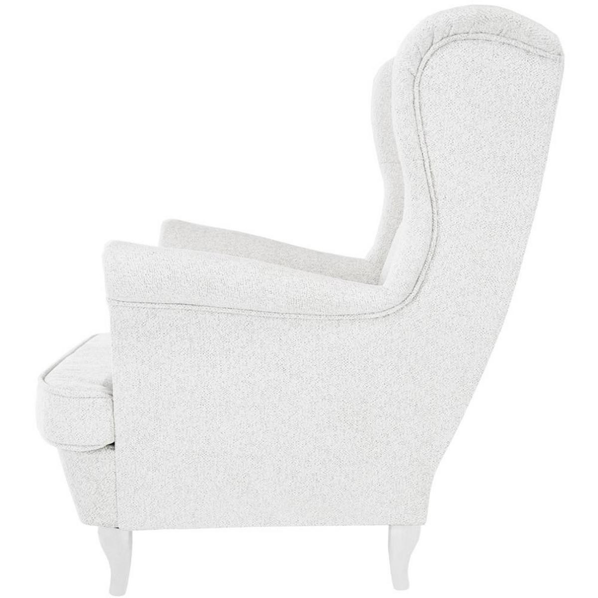 CHESTERFIELD-SESSEL Falco hellbeige mit Weiß Holzbeinen - Beige/Weiß, Holz/Textil (82/102/92cm) - Beautysofa