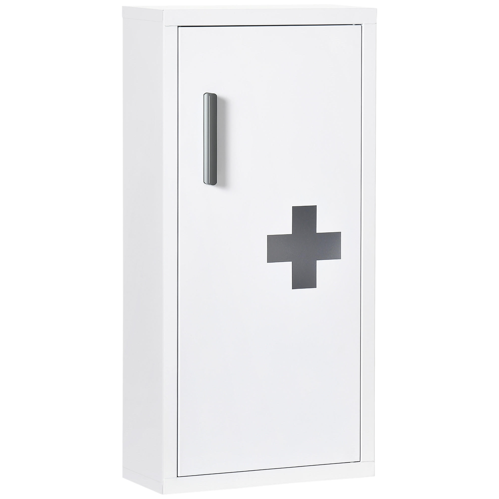 MEDICINSKÅP, första hjälpen, med 3 innerfack, magnetförslutning, stål, vit 60/12/30 cm