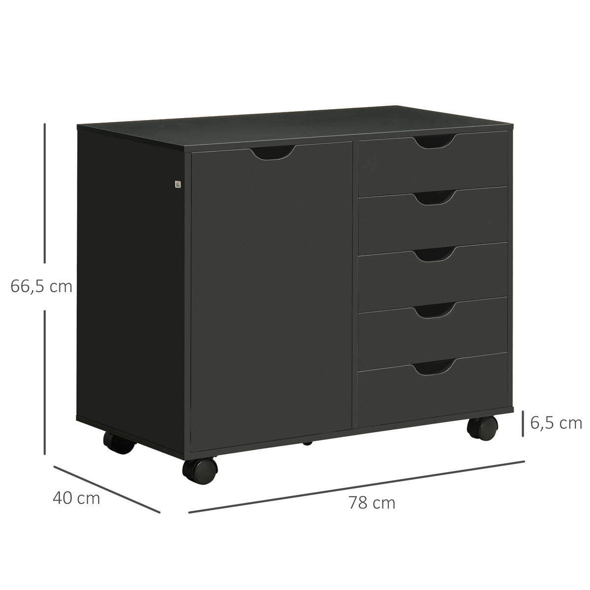 ROLLCONTAINER DE-14469 Schwarz - Schwarz, Holzwerkstoff (40/66.5/78cm) - ComfortXL