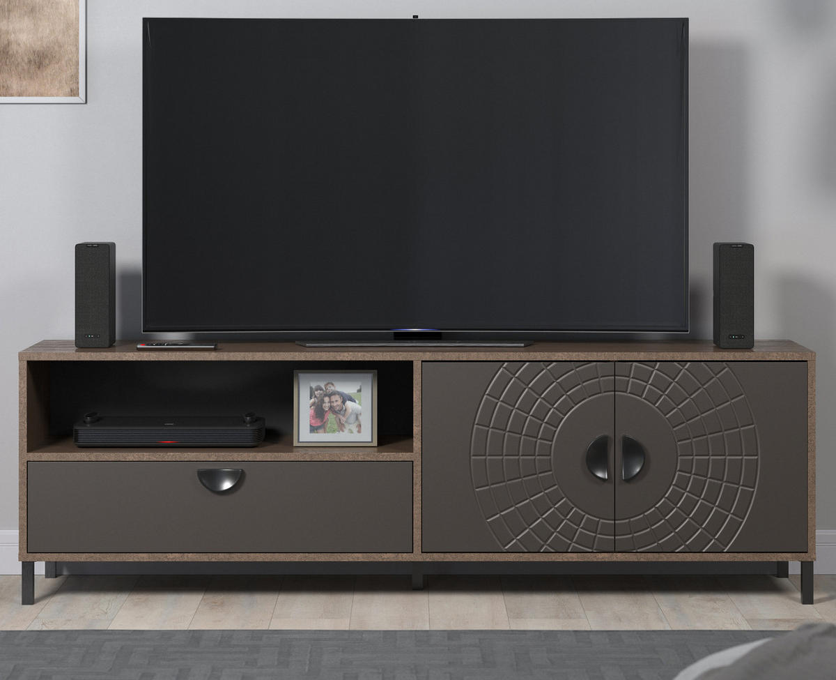 TV-LOWBOARD Bronze und Rostoptik 183 cm, TV Unterteil mit Soft-Close - Rostfarben/Schwarz, Holzwerkstoff/Metall (183/55/40cm) - Top.Furn