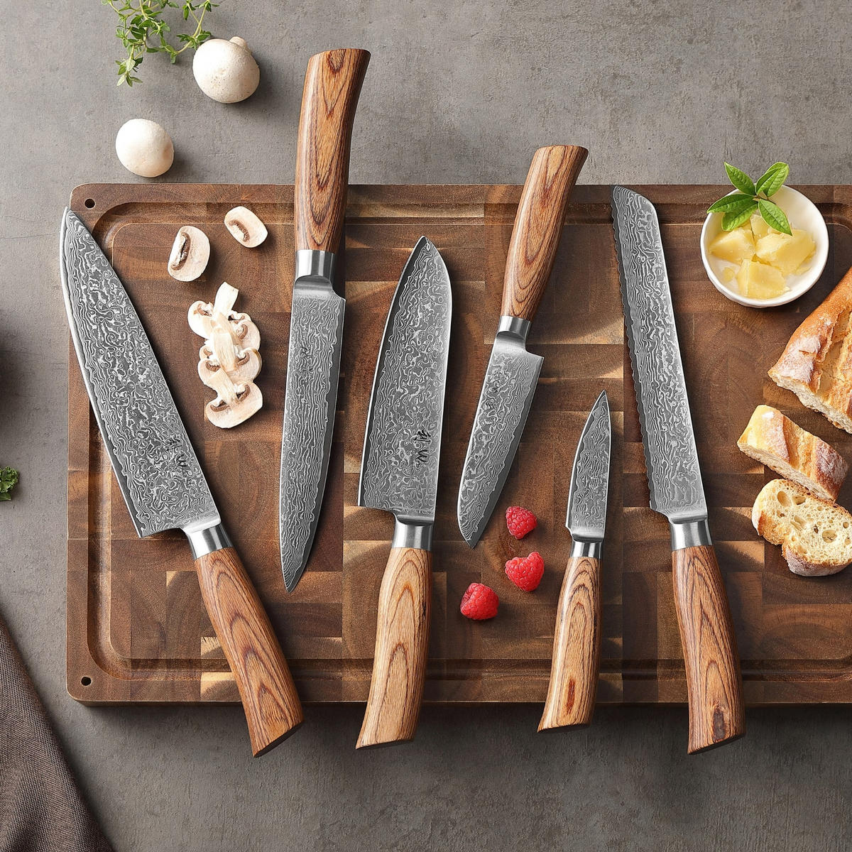 MESSERSET 6-TEILIG 8–20 cm - Braun, Holz/Metall - Wakoli