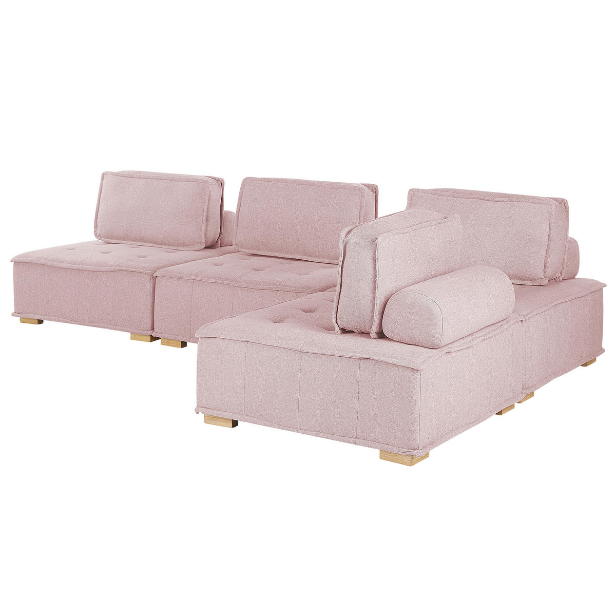 ECKSOFA Modul 4-Sitzer rechtsseitig Rosa Stoff Tibro - Pink/Braun, Textil (300/200cm) - Beliani
