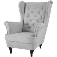 CHESTERFIELD-SESSEL Falco hellgrau mit Wenge Holzbeinen - Silberfarben, Holz/Textil (82/102/92cm) - Beautysofa