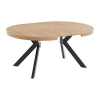 ESSTISCH - ausziehbar - 4 bis 8 Personen - MDF & Stahl - Naturfarben & Schwarz - KOMONI - Schwarz/Naturfarben, Holz (220/120/76cm) - Vente-Unique