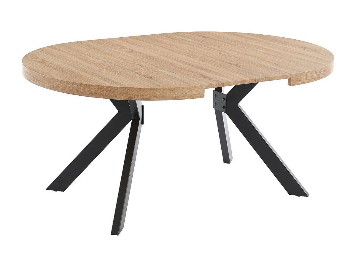 ESSTISCH - ausziehbar - 4 bis 8 Personen - MDF & Stahl - Naturfarben & Schwarz - KOMONI - Schwarz/Naturfarben, Holz (220/120/76cm) - Vente-Unique