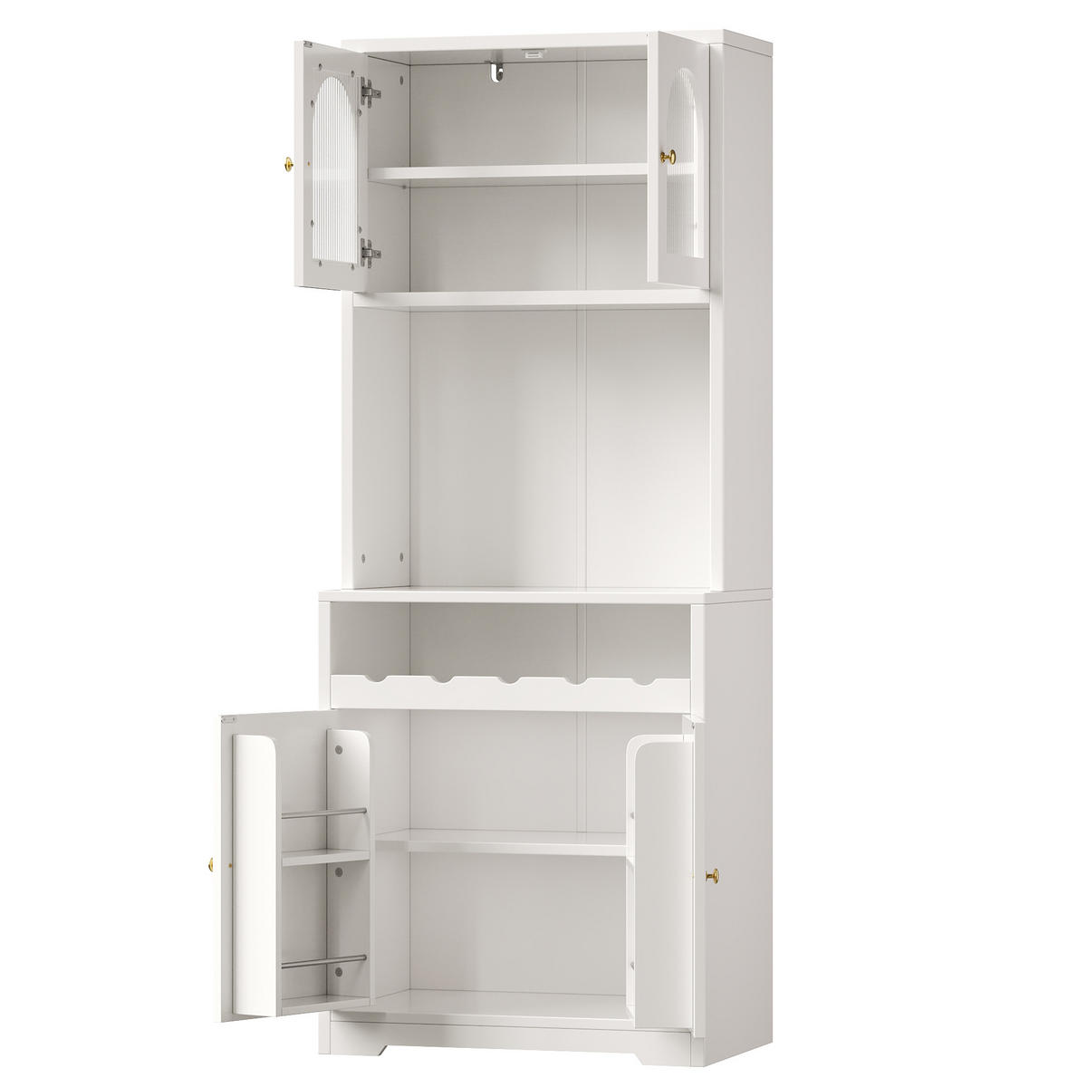 HOCHBUFFETSCHRANK 2er Set 180cm RGB LED Glastüren Weiß - Weiß, Metall (140/180/38.3cm) - FLIEKS