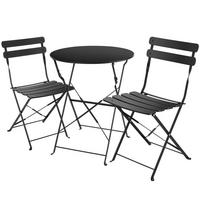 BISTROTISCH SET Frieda,Belastbarkeit Stuhl 120 kg,schwarz - Schwarz, Naturmaterialien/Textil - tectake