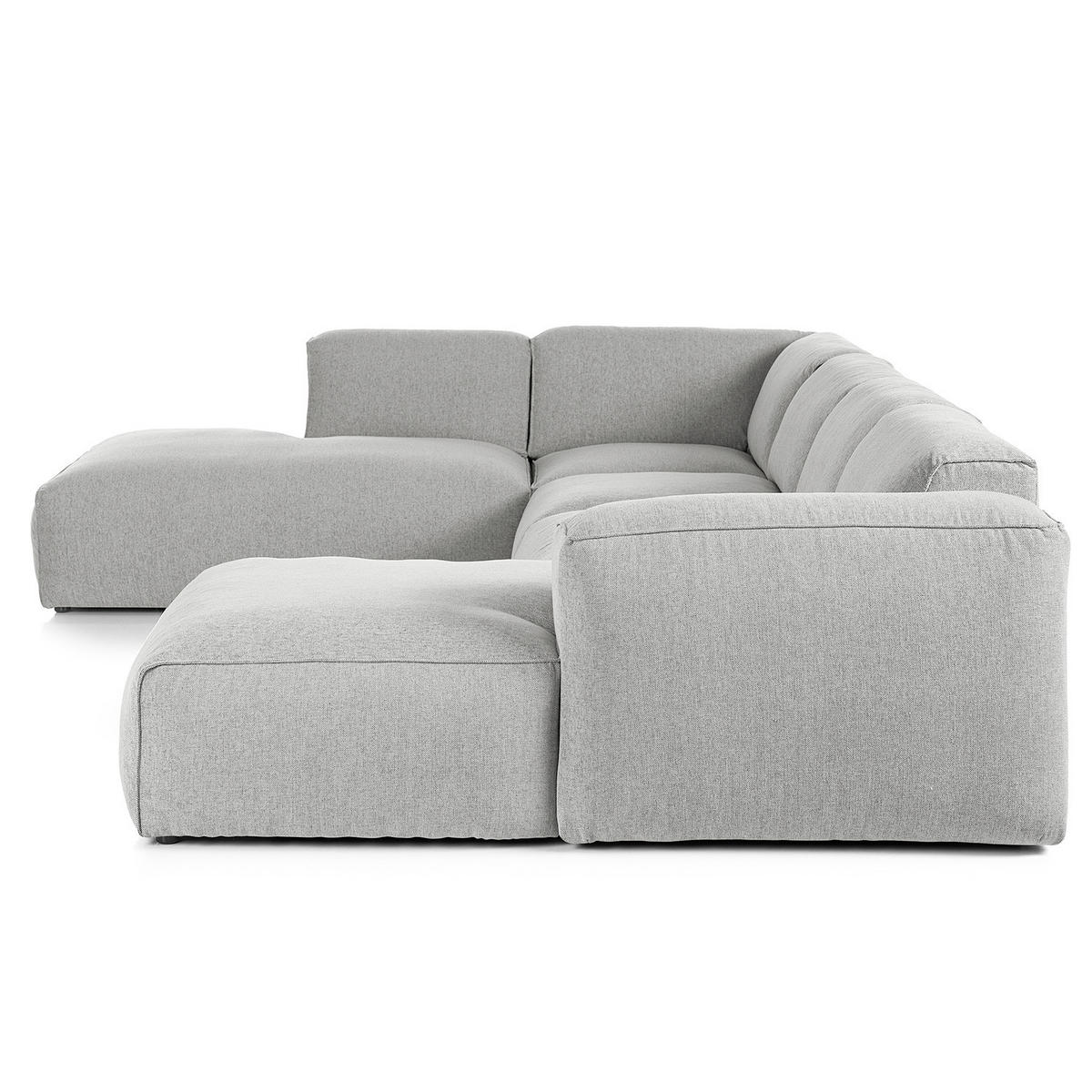 WOHNLANDSCHAFT mit Longchair - Hellgrau/Schwarz, Kunststoff/Textil (325/71/235cm) - home24