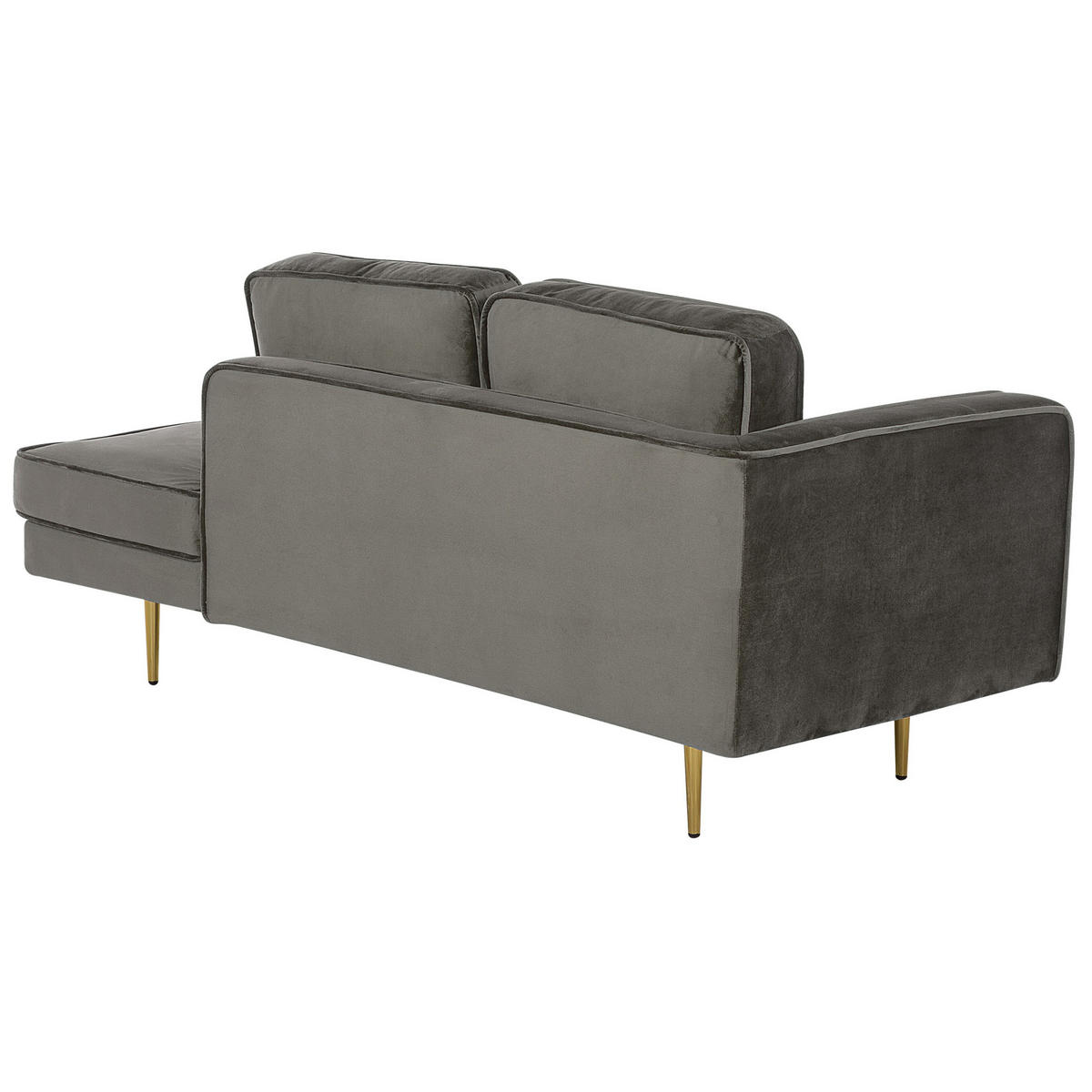 CHAISELONGUE Samtstoff taupe linksseitig Miramas - Goldfarben/Grau, Textil (171/63/79cm) - Beliani
