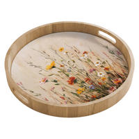 TABLETT - Wildblumen - Pinselstriche - Ruhig - 50x50 cm - Multicolor, Holz (50/5/5cm) - OnlyWow