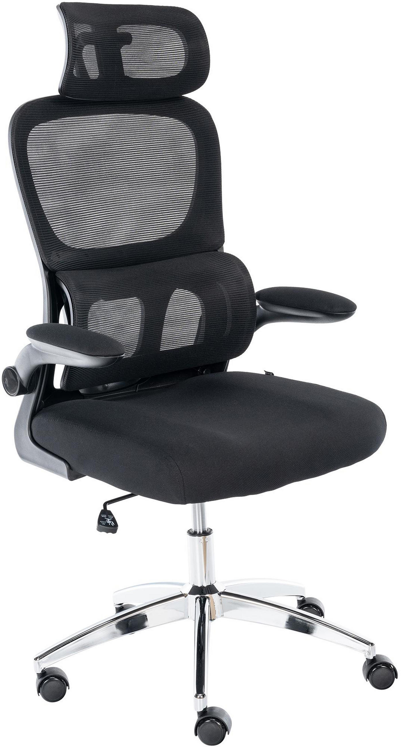 BÜROSTUHL Jaxor schwarz - Chromfarben/Schwarz, Textil/Metall (64/121/65cm) - TPFLiving