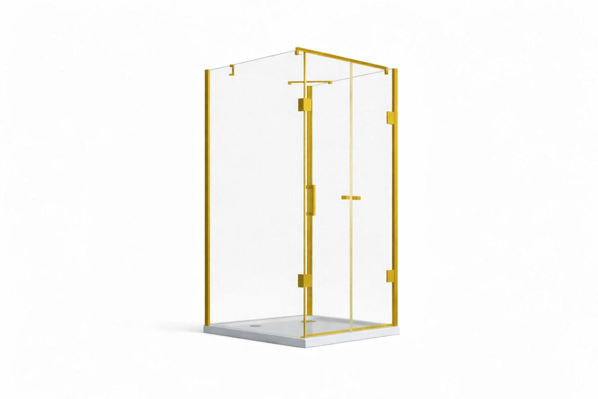 DUSCHKABINE Emma 75x100x75 x180 cm U-Form Gold - Goldfarben, Glas (75/100/180cm) -  Glaswerk Westfalen