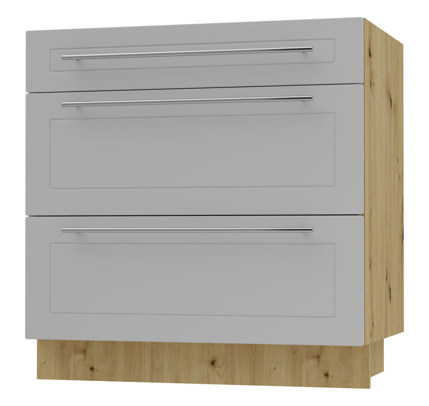 Feldmann-Wohnen Schubladenunterschrank Grau, Eiche Artisan 80x82x50 cm