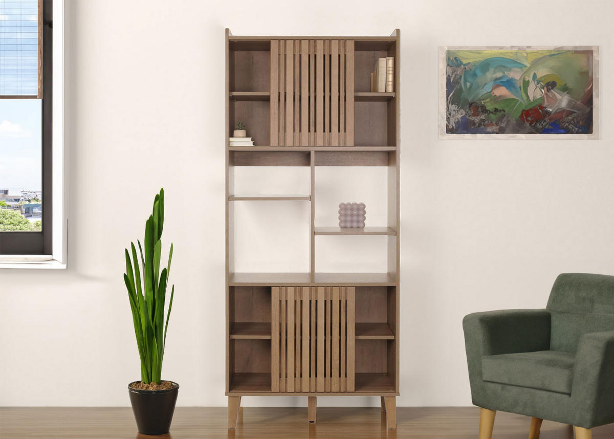 BÜCHERREGAL Walnuss Dekor - Walnussfarben, Holz (75/178/35cm) - MCW