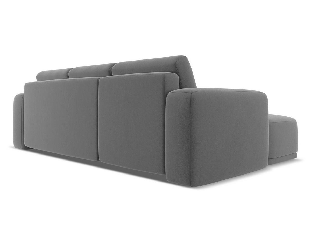 ECKSOFA mit Schlaffunktion Samt Stoff Grau - Schwarz/Grau, Kunststoff/Textil (258/160cm) - Makamii