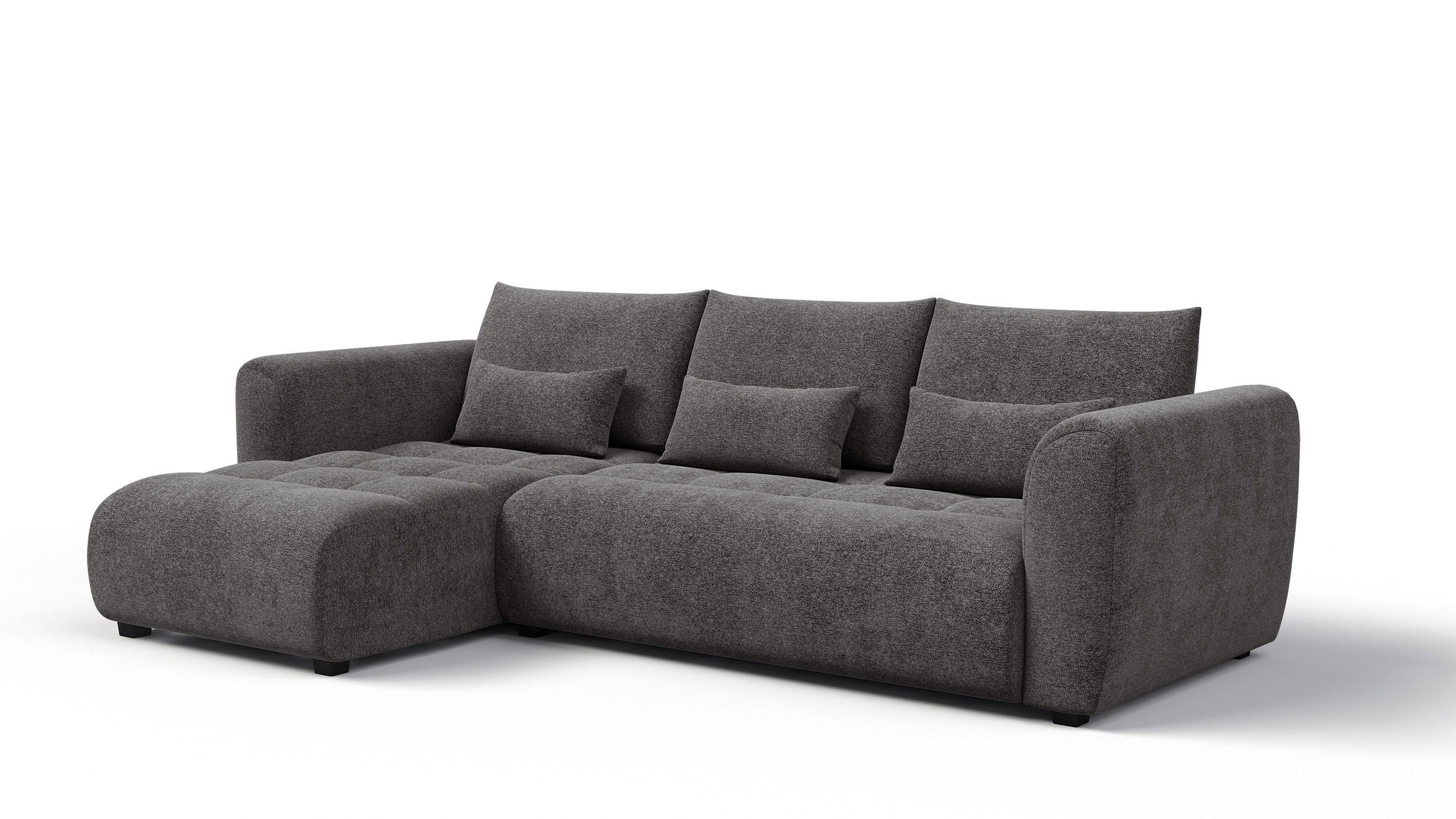 ECKSOFA SORENO 4-Sitzer, dunkelgrau - Dunkelgrau/Schwarz, Holz/Textil (293/171cm) - Courtois Laville