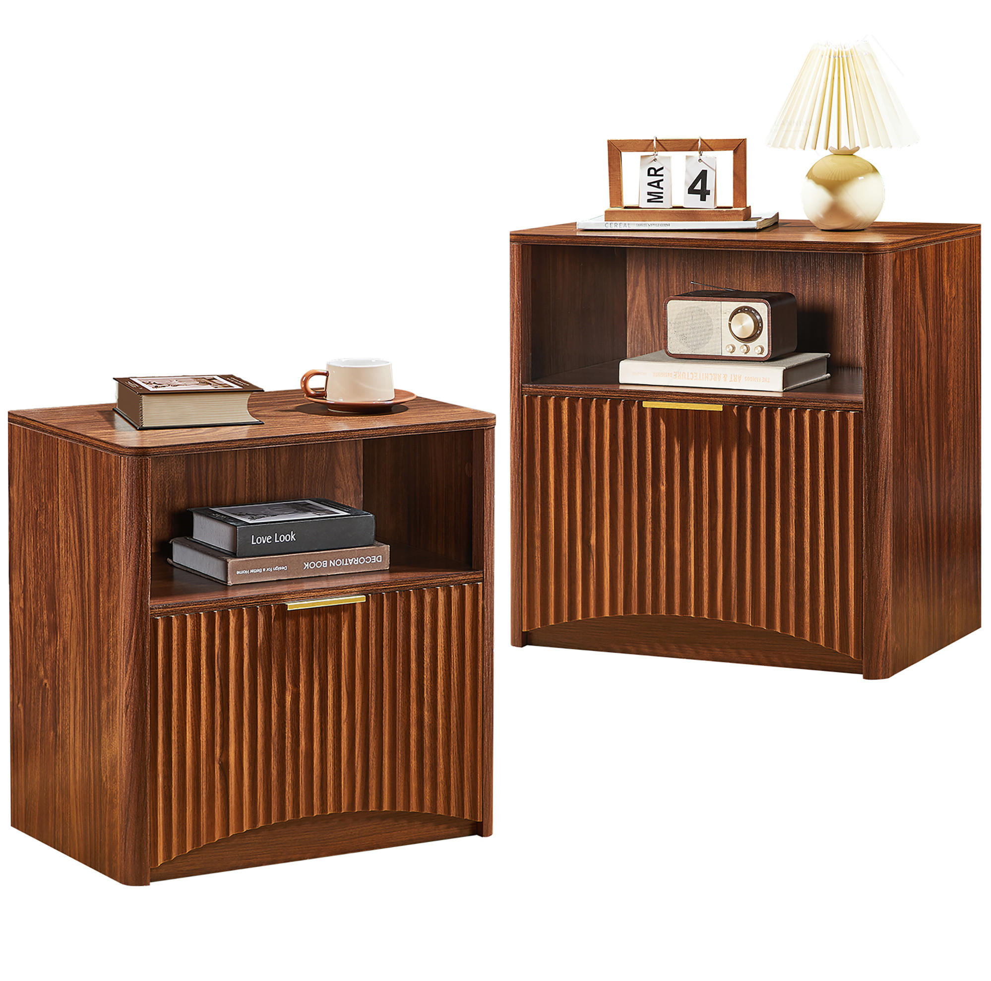 NACHTTISCH 58/60/38 cm Walnuss aus MDF und Spanplatte mit Schublade - Walnussfarben, Holzwerkstoff (58/60/38cm) - OKMYHOME