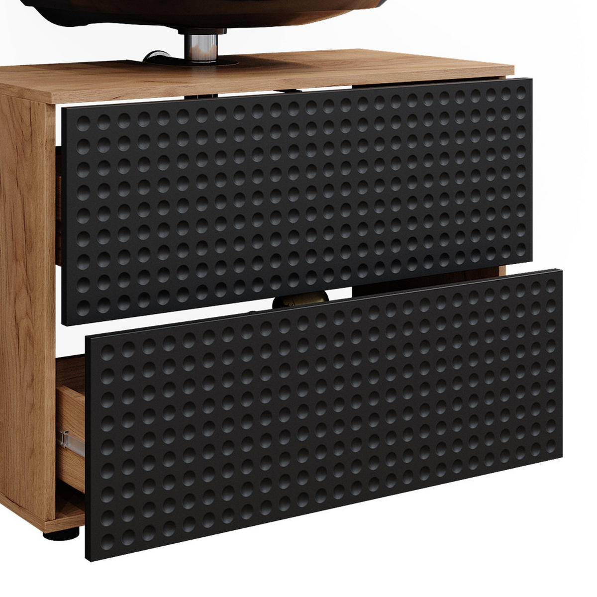 BADMÖBEL-SET Irma Anthrazit gepunktet 4 Teile - Anthrazit/Eiche Wotan, Holzwerkstoff (80/58/41cm) - Vicco