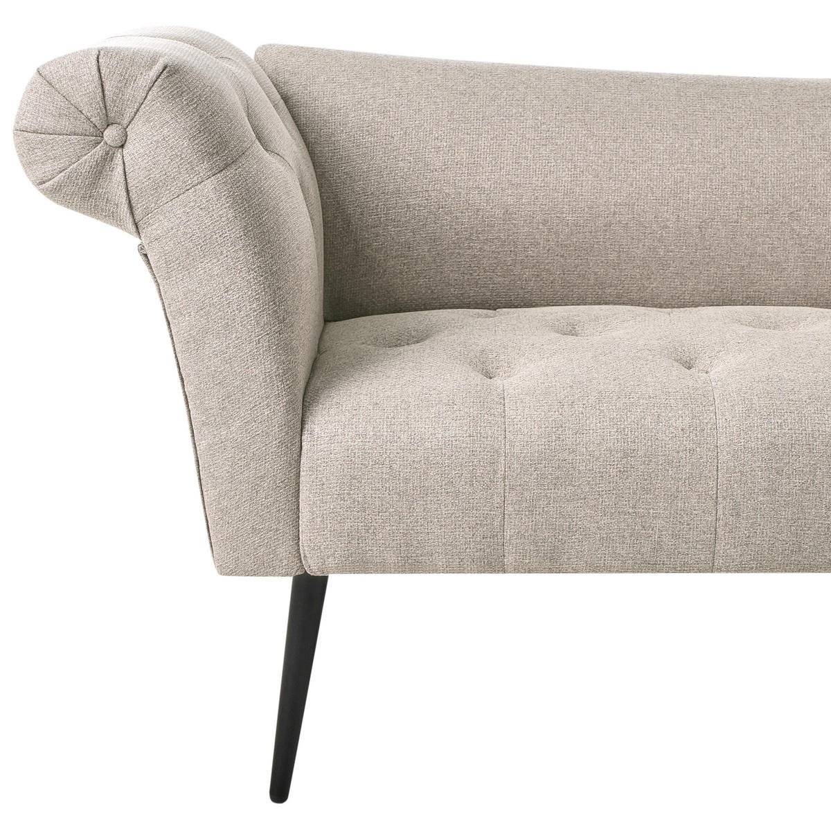 ČALOUNĚNÉ LEHÁTKO CHAISE LONGUE Látka Světle hnědé Nantilly - černá/hnědá, textil (175/76/69cm) - Beliani
