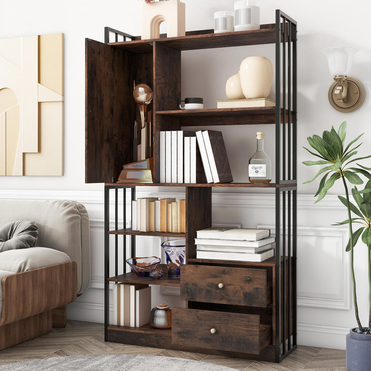 BÜCHERREGAL braun - Braun, Holzwerkstoff (30/173.5/100cm) - Urban Meuble