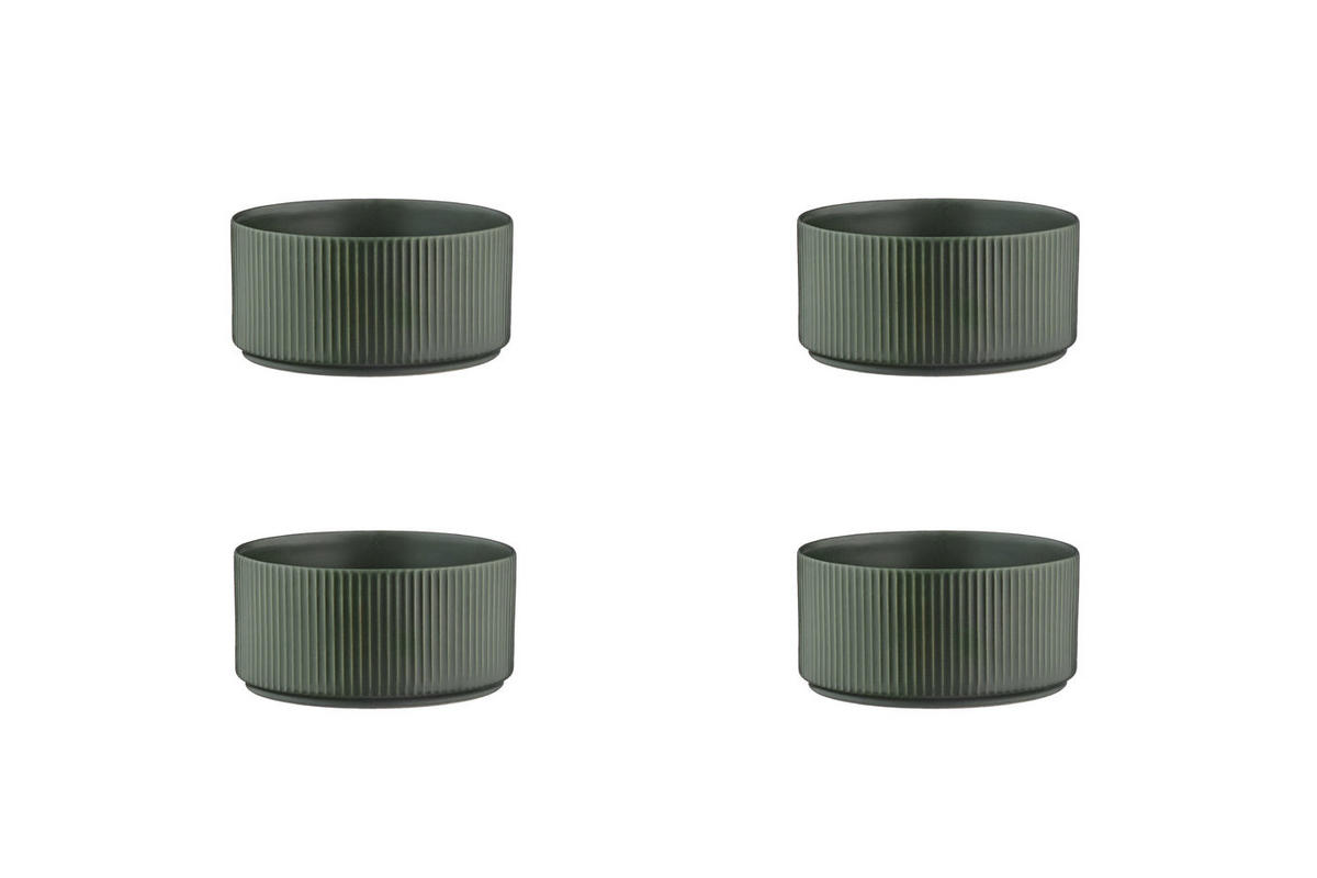 SCHALEN Scandi Ø12cm - 4er-Set - Olive - Grün, Keramik (12cm) - Björn