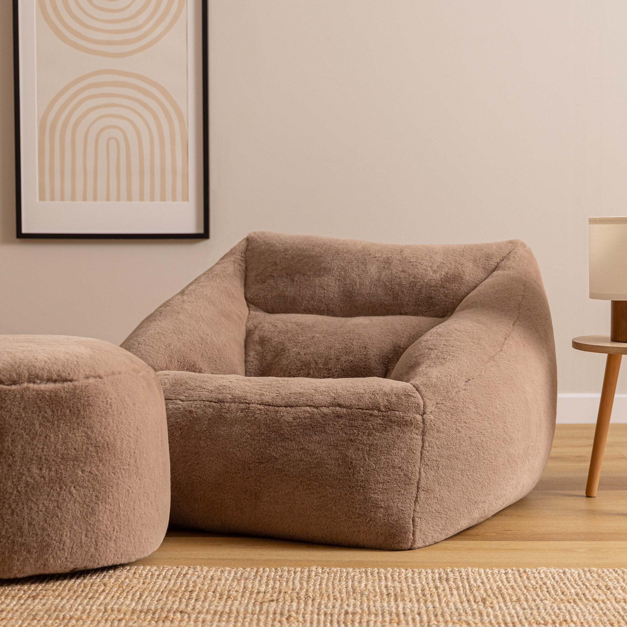 SITZSACK Sessel mit Sitzpouf Natalia - Mokka, Textil (97/73/84cm) - icon