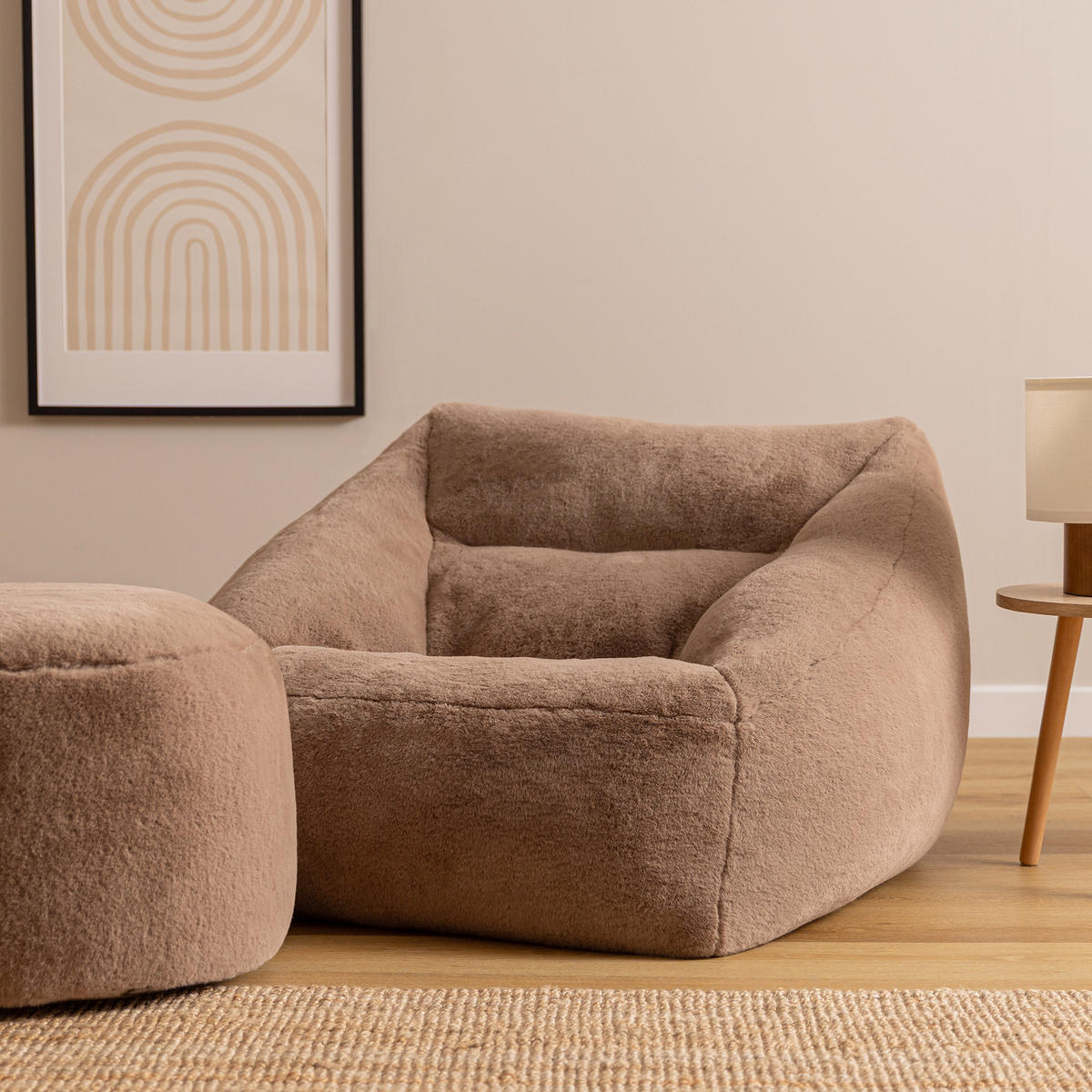 SITZSACK Sessel mit Sitzpouf Natalia - Mokka, Textil (97/73/84cm) - icon