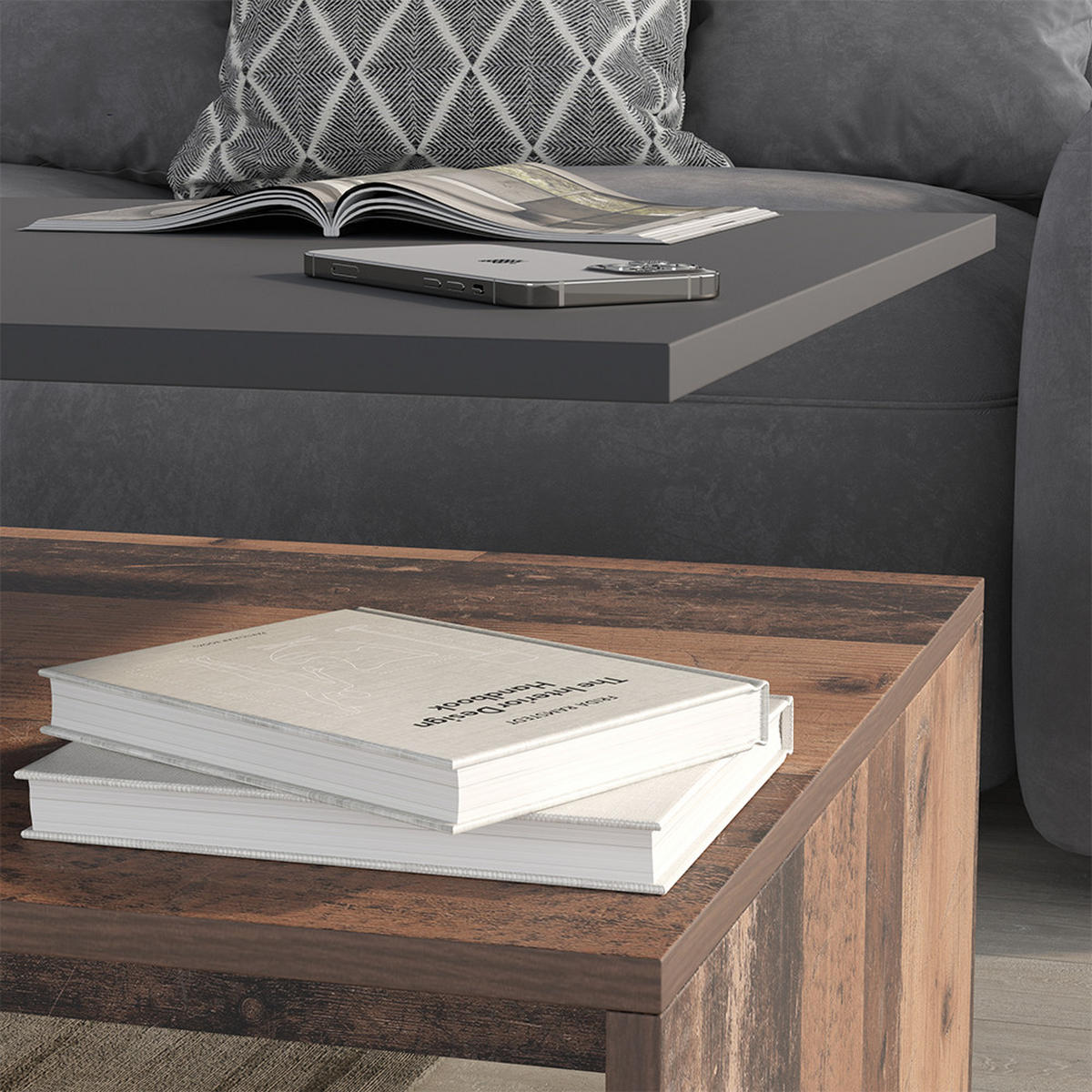 KONFERENČNÍ STŮL Amato Antracit - antracitová/hnědá, kompozitní dřevo (52.6/90/42.2cm) - Vicco